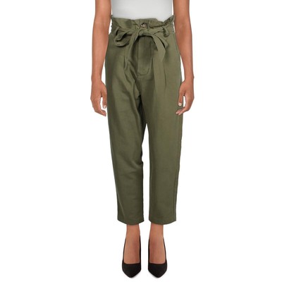 

Женские зеленые хлопковые брюки с высокой талией Avec Les Filles  Paperbag  BHFO 4074, Olive, 69102