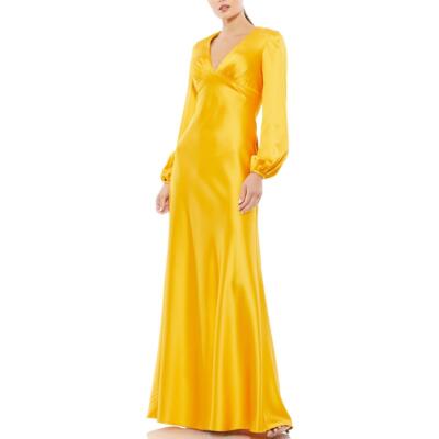 

Женское атласное вечернее платье макси с завышенной талией Ieena for Mac Duggal BHFO 4715, Marigold
