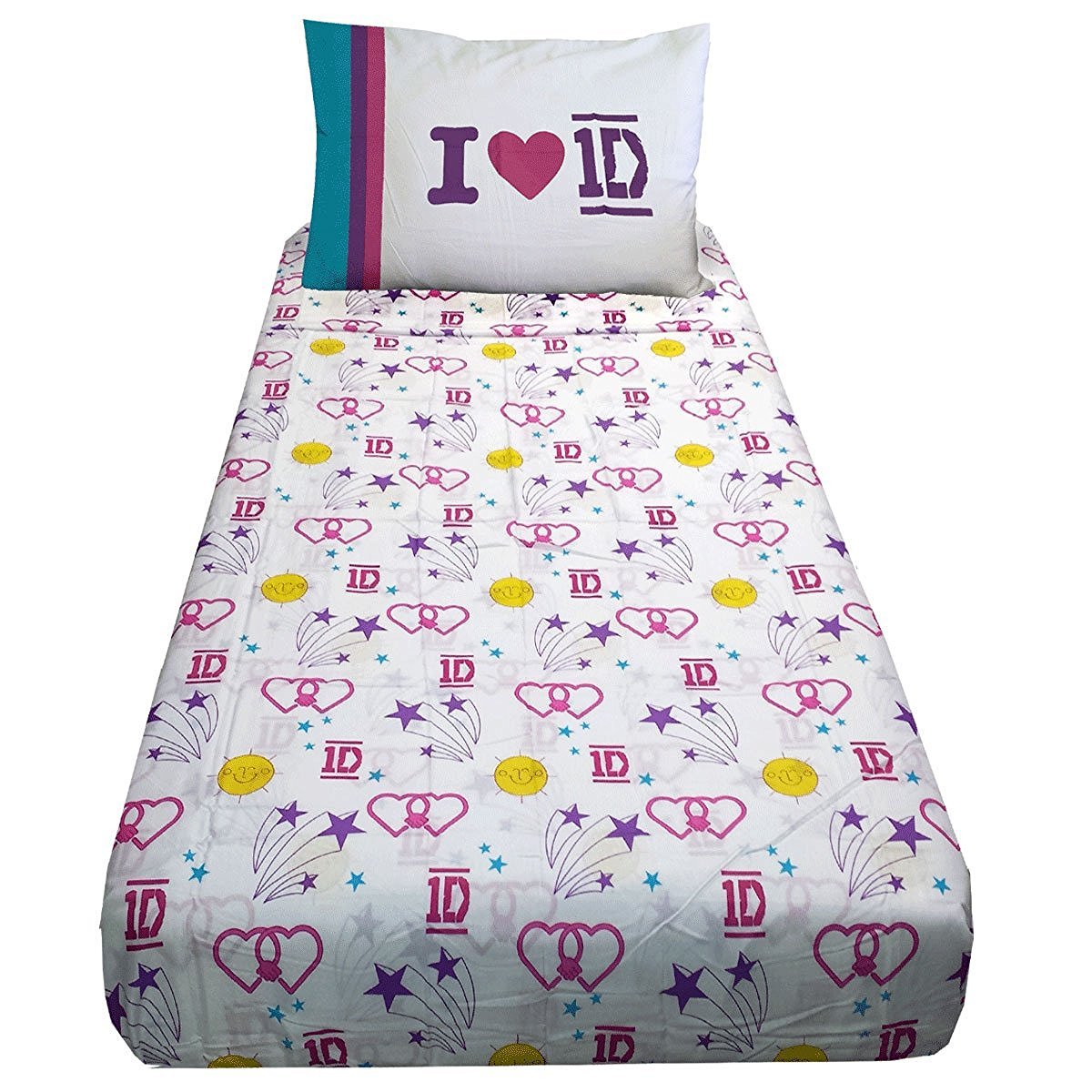 One Direction Twin Cotton Rich Sheet 1D Retired Design Heart Love Sheets BNIP