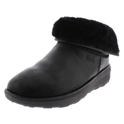 

Женские черные ботильоны Fitflop Mukluk Shorty 2, туфли 6, средний размер (B,M) BHFO 5975, Black-leather i90