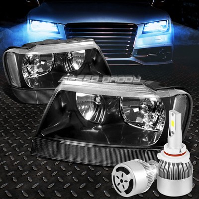 ЧЕРНЫЙ КОРПУС ФАРЫ С ПРОЗРАЧНЫМ УГЛОМ + БЕЛЫЙ СВЕТОДИОД 9006 HID с ВЕНТИЛЯТОРОМ ДЛЯ 99-04 CHEROKEE