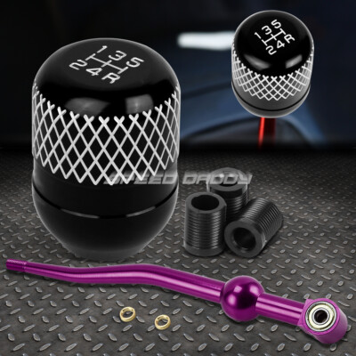 КОРОТКИЙ ПЕРЕКЛЮЧАТЕЛЬ ПЕРЕДАЧ ИЗ ФИОЛЕТОВОГО АЛЮМИНИЯ С ДВОЙНЫМ ИЗГИБОМ + ЧЕРНАЯ 5-СТУПЕНЧАТАЯ РУЧКА С СЕТКОЙ ДЛЯ EK/ EJ / EG