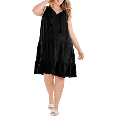 

Женское многоярусное платье миди без рукавов Nic + Zoe Plus BHFO 2536, Black onyx