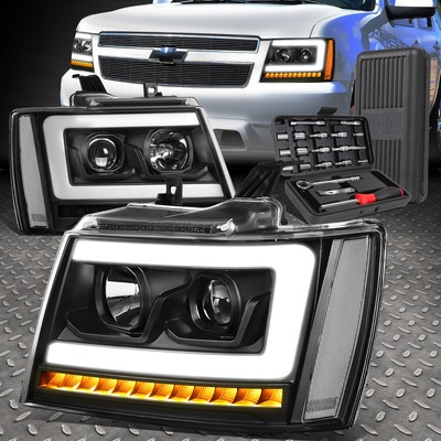 ДЛЯ 07-14 TAHOE SUBURBAN СВЕТОДИОДНАЯ ПОСЛЕДОВАТЕЛЬНАЯ ЧЕРНАЯ ПРОЗРАЧНАЯ ФАРА ПРОЕКТОРА + НАБОР ИНСТРУМЕНТОВ