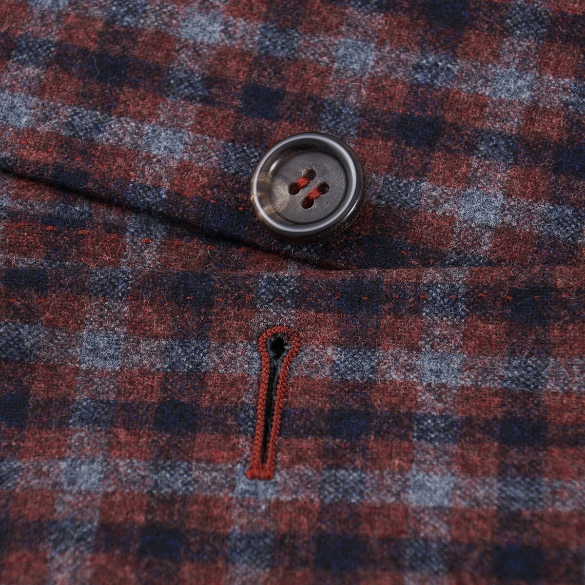 Pre-owned Canali 'kei' Rust-navy-gray Check Soft Flannel Wool Sport Coat 40r (eu 50) In Orange
