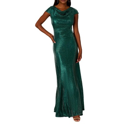 Adrianna Papell Womens Green Cowl Neck Formal Evening Dress Gown 8 BHFO 7145