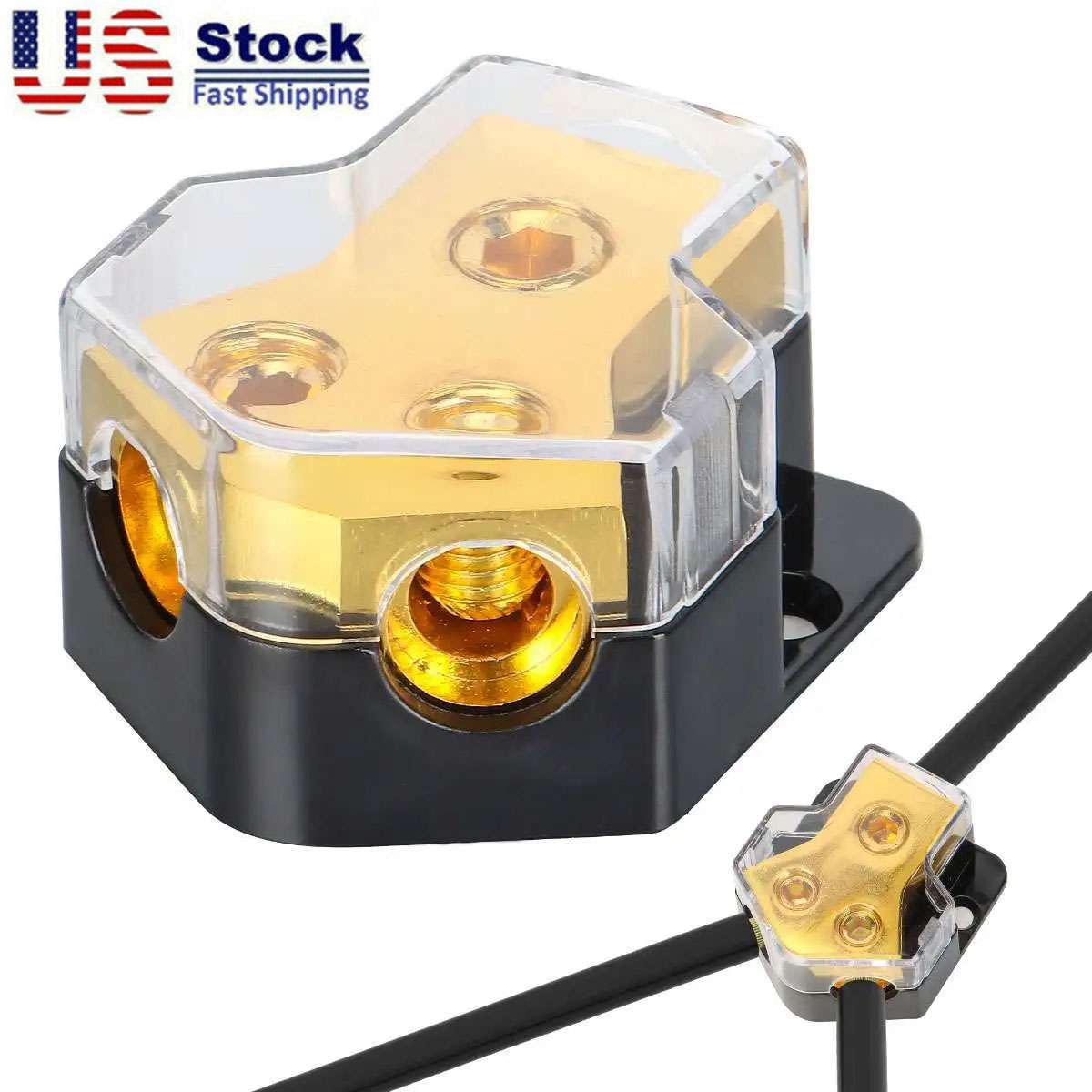 Car Audio Splitter Amp Distribution Power 0/2/4 Gauge In 4/6/8 Gauge Out New