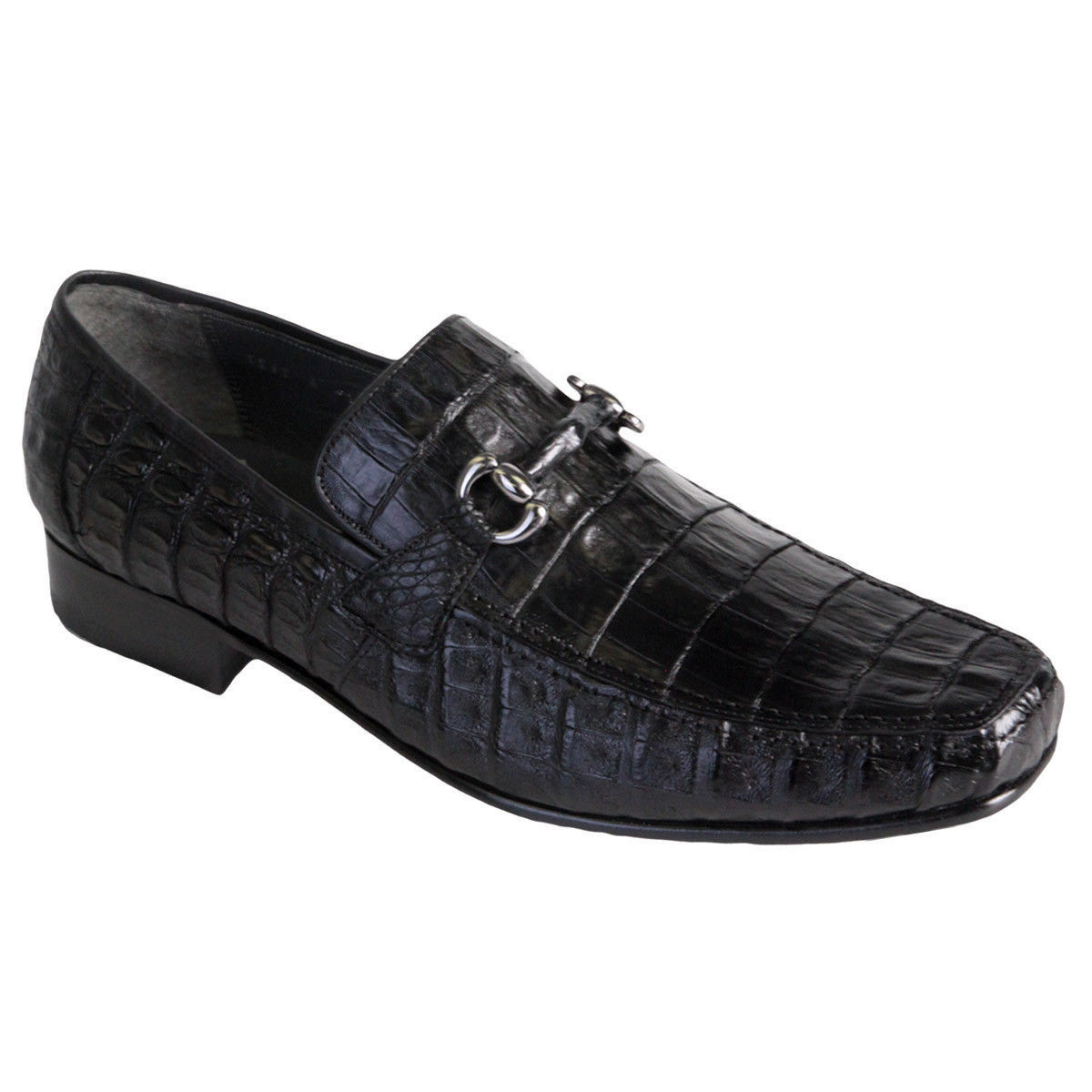 Pre-owned Los Altos Boots Los Altos Genuine Black Crocodile Loafer Dress Shoe (ee) Width