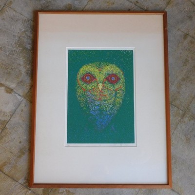 Shizuo Hariu Lithograph "Owl" Framed Authentic Artwork