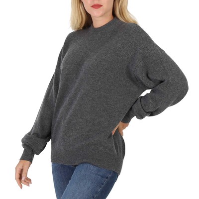Pre-owned Balenciaga Ladies Anthracite Logo Embroidered Sweater In Gray