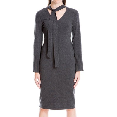 Женский свитер Max Studio из серой полушерстяной смеси длиной до колен с завязкой на шее L BHFO 2613