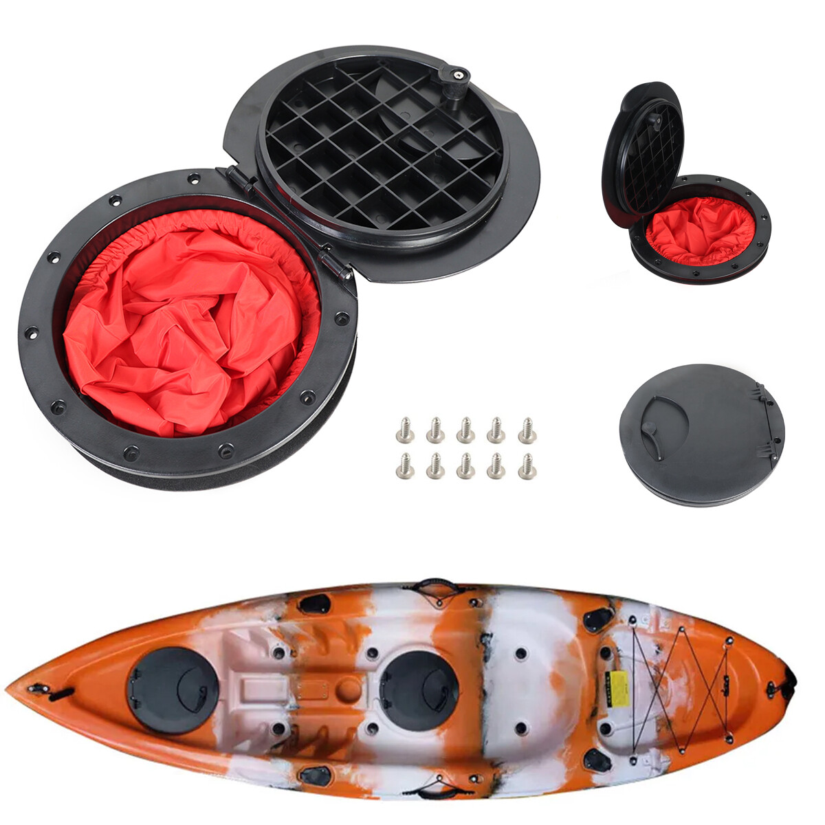 8" Hatch Cover Deck Plate Kit with Storage Bag for Marine Inflatable Boat Kayak