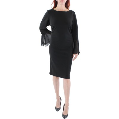 Женское облегающее платье из черного крепа с расклешенными рукавами Calvin Klein Plus 20W BHFO 1176