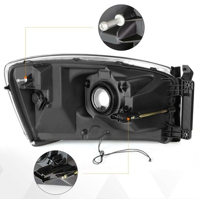 For 06-09 Dodge RAM Pickup Smoked Lens Amber Corner Headlight/Lamp W/LED DRL