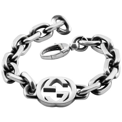 Pre-owned Gucci Interlocking Bracelet In Silver