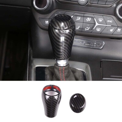 Carbon Fiber Look Gear Shift Head Knob Cover Trim Fit For Corvette C7 2014-2019