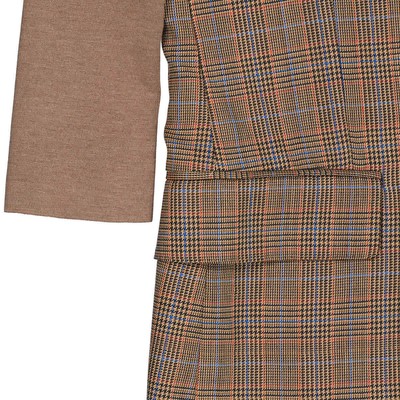 Pre-owned Burberry Ladies Fawn Knitted Sleeve Houndstooth Check Wool Tailored Jacket, In Check Description