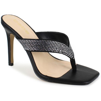 

Женские туфли-лодочки Bebe Sana со стразами и ремешками на каблуке BHFO 4066, Black suede, Sana