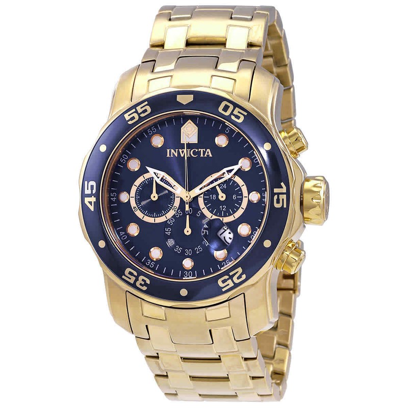 Invicta Pro Diver Chronograph Blue Dial 18kt Gold-plated Men Watch 0073