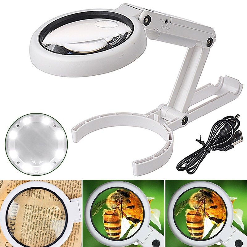 LED Tischlupe mit Ständer 5x und 10x Fach Vergrößerung Leselupen Arbeitslupe