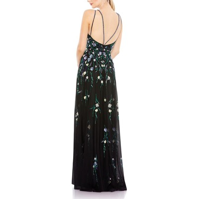 Pre-owned Mac Duggal Womens Embellished Formal Evening Dress Gown Bhfo 2750 In Black