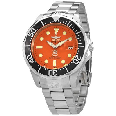 Мужские часы Invicta Pro Diver с автоматическим оранжевым циферблатом 4186