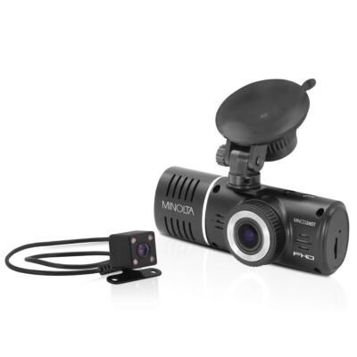 Minolta MNCD245T FHD Front  Rear View Dash Camera with 3-Ch Recording, Black