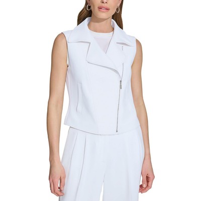 Женская белая асимметричная мото-рубашка DKNY, повседневный жилет, топ 16 BHFO 1033