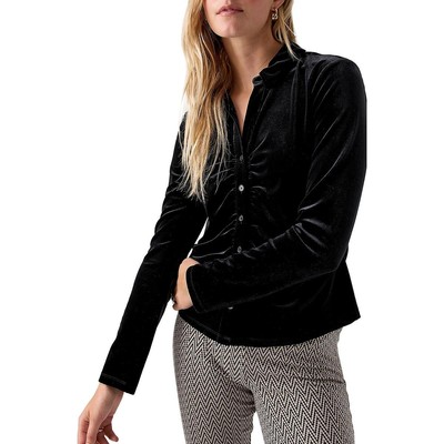 Черная бархатная рубашка на пуговицах Sanctuary Womens Dreamgirl XXL BHFO 4486