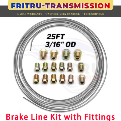 25 ft 3/16 Steel Tube Roll Universal Performance Brake Line Kit with 16 Fittings