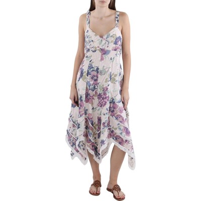 Lauren Ralph Lauren Womens Beige Linen Handkerchief Hem Sundress 6 BHFO 7468