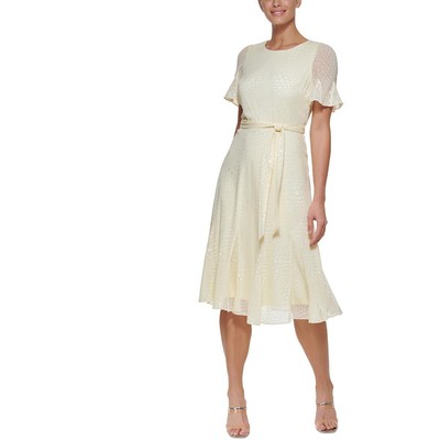 

Женское летнее платье миди с поясом DKNY BHFO 0487, Желтый