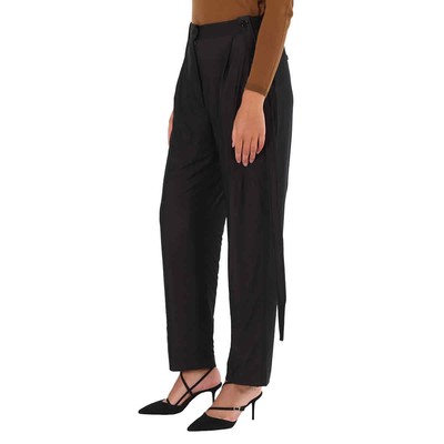 Pre-owned Burberry Black Chiffon And Jersey Tailored Trousers With Strap Detail, Brand