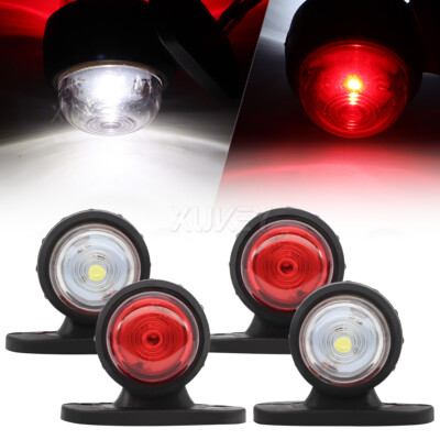 12V 24V Red & White LED Side Marker Lights Clearance Light Truck Trailer Caravan