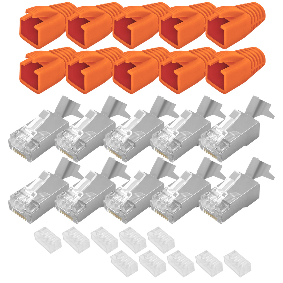 10x Cat7 Netzwerkstecker RJ45 Stecker Cat 6a 7 Verlegekabel Knickschutz AWG23 