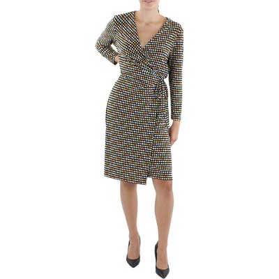 

Женское черное платье с v-образным вырезом и рукавами 3/4 Anne Klein  BHFO 0642, Rose apple combo