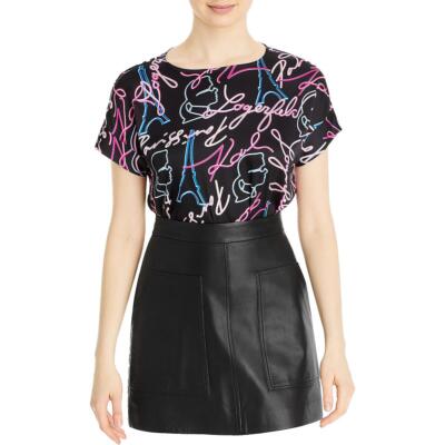 

Женская футболка с неоновым принтом и логотипом Karl Lagerfeld Paris BHFO 8317, Black combo