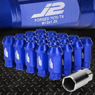 J2 ENGINEERING 7075 АЛЮМИНИЙ M12X1.25 20ШТ 50 ММ ГАЙКА С ОТКРЫТЫМ НАКОНЕЧНИКОМ с АДАПТЕРОМ СИНЕГО ЦВЕТА