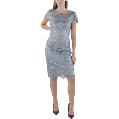 Женское серое кружевное платье для коктейлей и вечеринок с блестками Alex Evenings 12 BHFO 6110