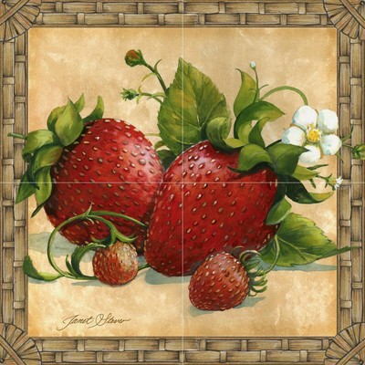Ceramic Backsplash Tile Mural Fruit Vegetable Kitchen/Bathroom - Strawberries