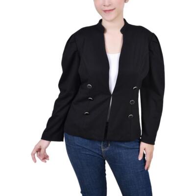 Женский черный однотонный блейзер NY Collection, спортивное пальто, куртка Petites PM BHFO 4543