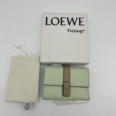 Loewe Leather Shoulder Bag Clutch Wristlet in Mint Green and Tan - Compact Size