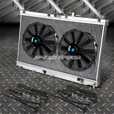 2-РЯДНЫЙ АЛЮМИНИЕВЫЙ РАДИАТОР + КОМПЛЕКТ ИЗ 2-Х ВЕНТИЛЯТОРОВ НА 10 ВЕНТИЛЯТОРОВ ДЛЯ 90-93 ACCORD CB/92-96 PRELUDE BB F22