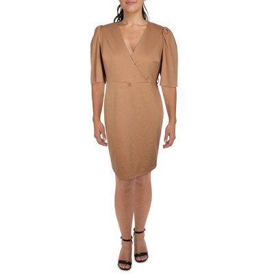 

Женское коричневое платье-футляр до колена Calvin Klein с пышными рукавами  BHFO 6096, Cafe