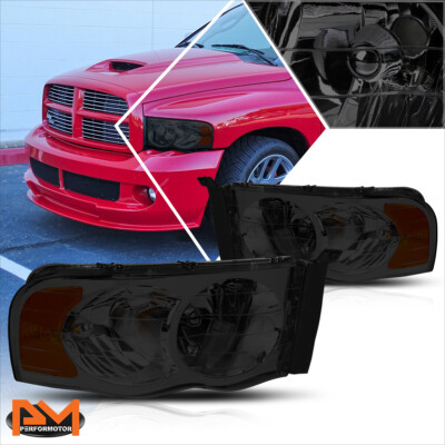 For 02-05 Dodge Ram 1500-3500 Smoked Housing Headlight Amber Corner Signal Lamps