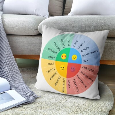 Feelings Wheel Pillow Case Feeling Emotions Therapist Psychologist Mental Health