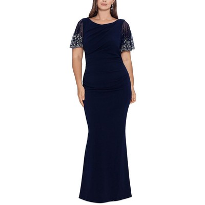Женское темно-синее вечернее платье Betsy & Adam, присборенное бисером, плюс 14W BHFO 8343