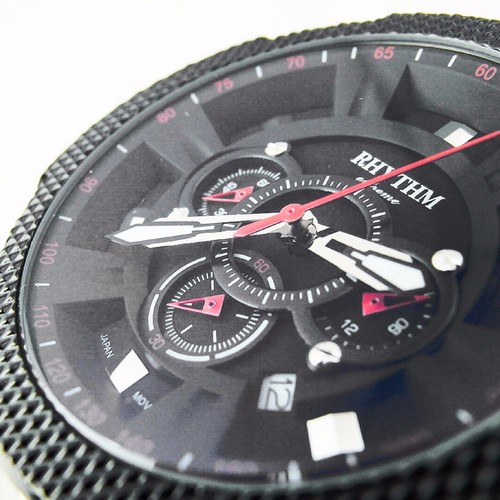 Pre-owned Rhythm I1501s01 Men's Chronograph Watch 45x51mm Stainless Steel Case 10 Atm