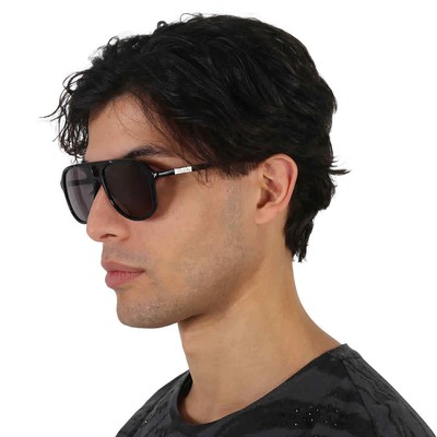 Pre-owned Gucci Grey Navigator Men's Sunglasses Gg1156s 001 57 Gg1156s 001 57 In Gray