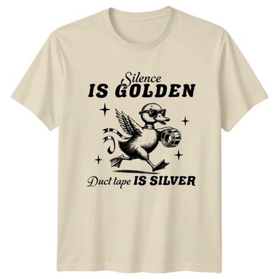 Silence Is Golden Duct Tape Is Silver Retro Sarcastic Duck T-Shirt